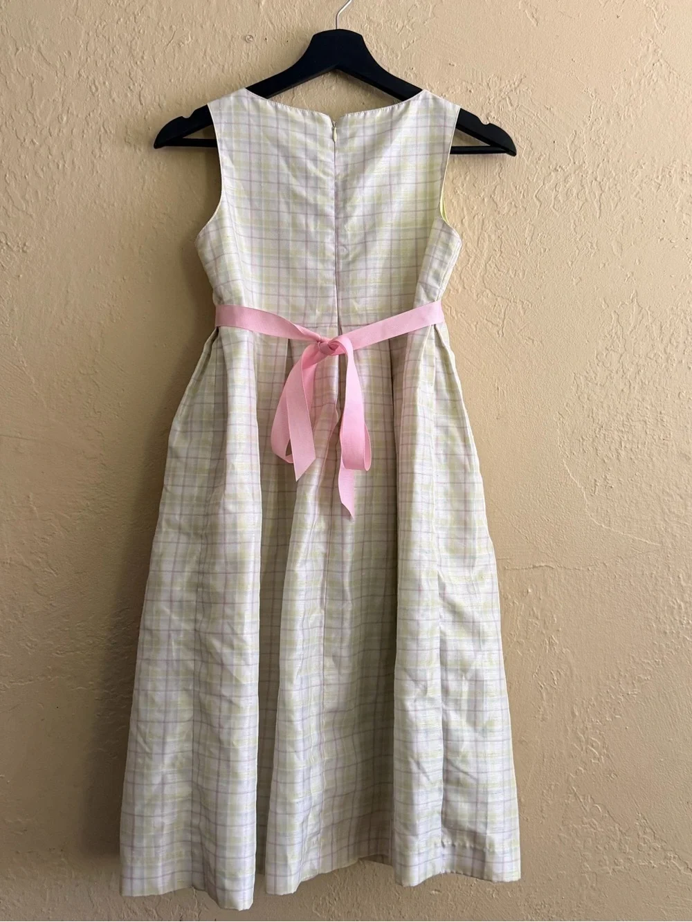 Charter Club Pastel Plaid Dress with Pink Rosette Sash